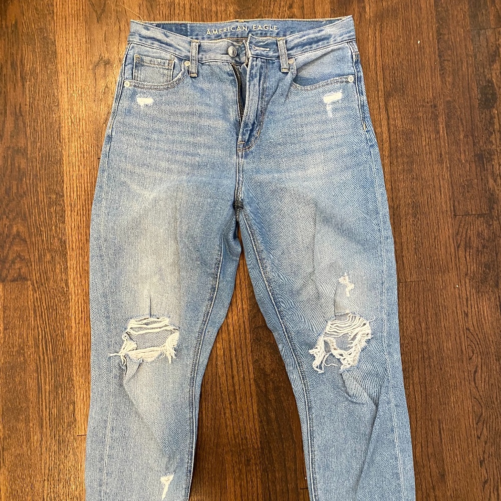 American Eagle distressed mom jeans